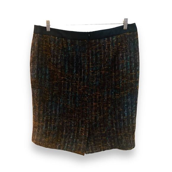 Boden Tweed Skirt Sz 16R Knee Length Brown Blue Orange Flecks Back Slit - Picture 3 of 11